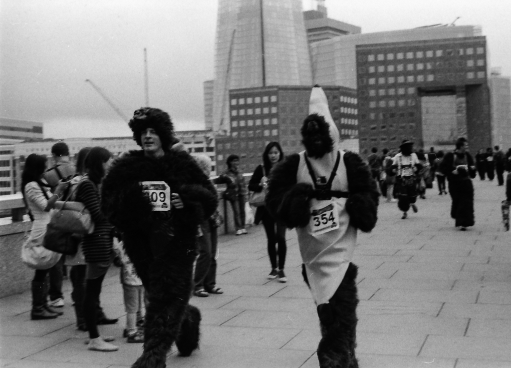 A man dressed as a gorilla dressed as a banana