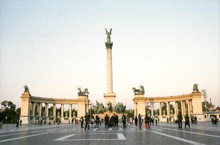 Tourists at Heroes' Square, Budapest